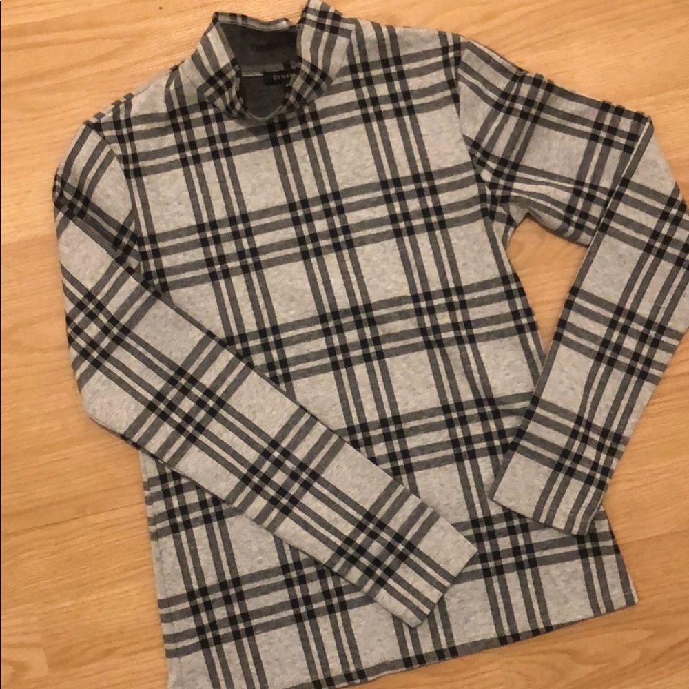 Dynamite Plaid mock neck top
